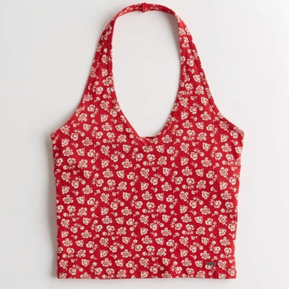 Red Floral Halter Top